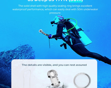 For Insta360 X4 aMagisn 50m Depth Waterproof Protective Case Quick Release Invisible Diving Cover, Waterproof Case