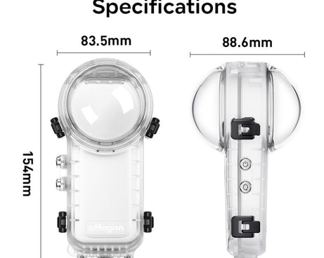 For Insta360 X4 aMagisn 50m Depth Waterproof Protective Case Quick Release Invisible Diving Cover, Waterproof Case