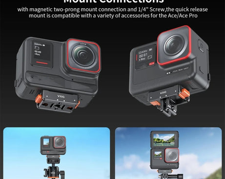 VRIG Magnetic Quick Release Adapter for Insta360 /  DJI Action / GoPro HERO, Base, Base+Top Cover Kit
