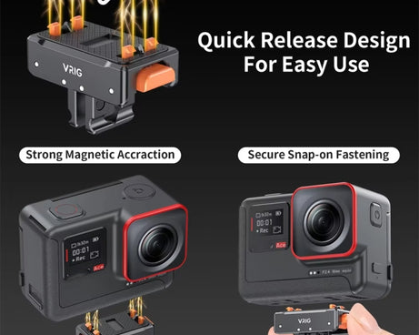 VRIG Magnetic Quick Release Adapter for Insta360 /  DJI Action / GoPro HERO, Base, Base+Top Cover Kit