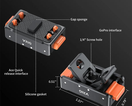 VRIG Magnetic Quick Release Adapter for Insta360 /  DJI Action / GoPro HERO, Base, Base+Top Cover Kit