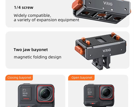 VRIG Magnetic Quick Release Adapter for Insta360 /  DJI Action / GoPro HERO, Base, Base+Top Cover Kit