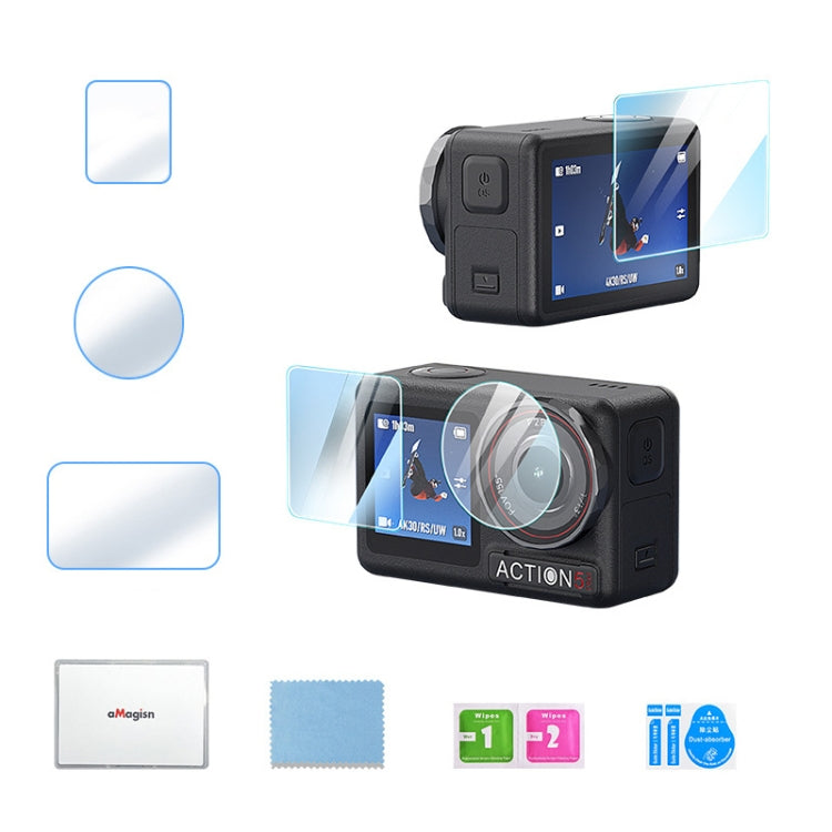 For DJI Osmo Action 5 Pro aMagisn 9H Hardness Tempered Glass Set