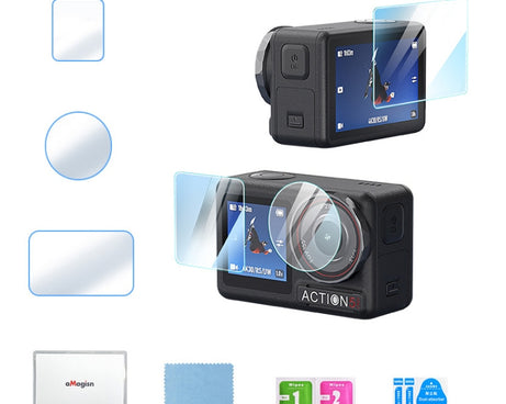 For DJI Osmo Action 5 Pro aMagisn 9H Hardness Tempered Glass Set, Package A, Package B