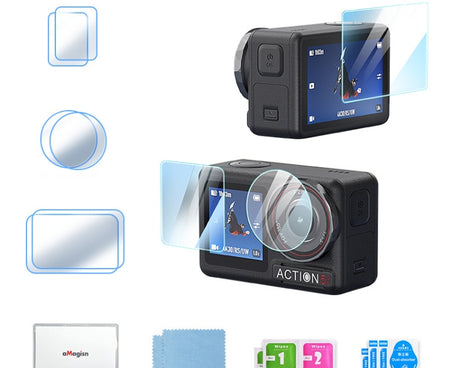 For DJI Osmo Action 5 Pro aMagisn 9H Hardness Tempered Glass Set, Package A, Package B