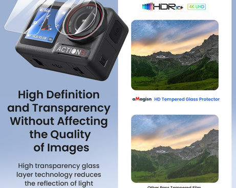 For DJI Osmo Action 5 Pro aMagisn 9H Hardness Tempered Glass Set
