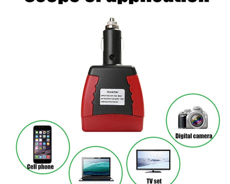 75W Car Inverter Voltage Conversion USB Port Charger, 12V To 220V 0.5A Red, 12V To 110V 0.5A Red, 12V To 220V 0.5A Black, 12 To 110V 0.5A Black, 12V To 220V 2.1A Red, 12V To 110V 2.1A Black, 12V To 220V 2.1A Black, 12V To 110V 2.1A Red
