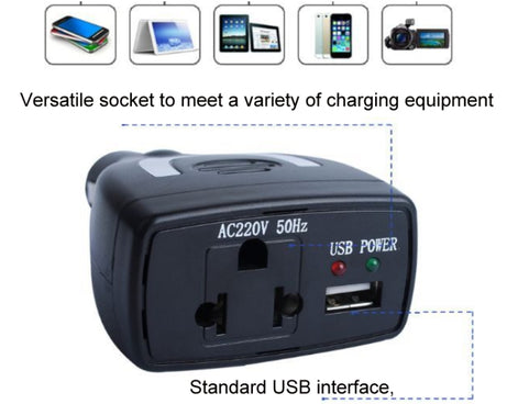 Meind 75W Mini Car Inverter Charger, 12V To 110V, 12V To 220V