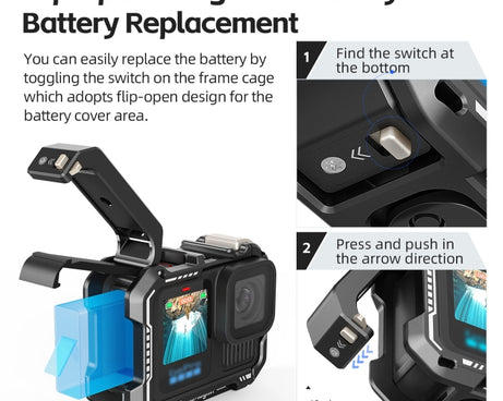AMagisn Upgrade Ver Metal Rabbit Cage For GoPro HERO13 Black / HERO12 Black / HERO11 Black / HERO10 Black / HERO9 Black, AP10