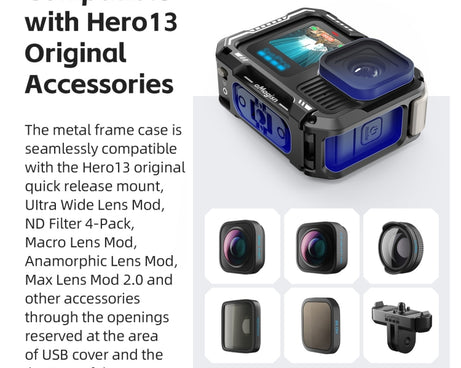 AMagisn Upgrade Ver Metal Rabbit Cage For GoPro HERO13 Black / HERO12 Black / HERO11 Black / HERO10 Black / HERO9 Black, AP10