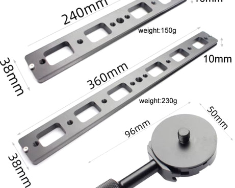 Double Camera Bracket Arca Swiss Quick Release Plate, Movable Base, PU240, PU360