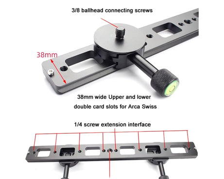 Double Camera Bracket Arca Swiss Quick Release Plate, Movable Base, PU240, PU360
