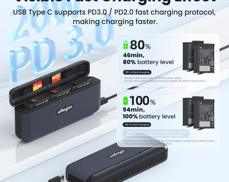 For DJI Osmo 360/Action 5 Pro aMagisn Battery Charger Fast Charging Box Storage Compartment
