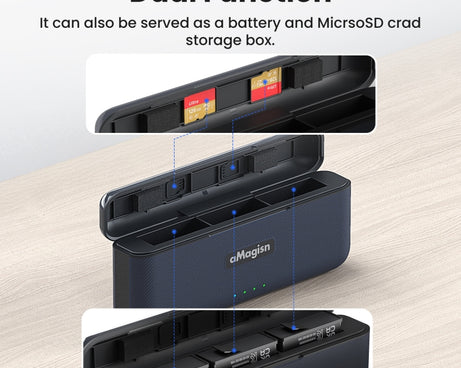 For DJI Osmo 360/Action 5 Pro aMagisn Battery Charger Fast Charging Box Storage Compartment