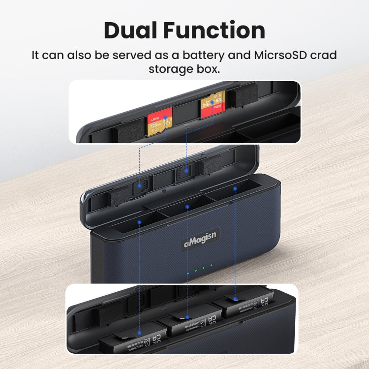 For DJI Osmo 360/Action 5 Pro aMagisn Battery Charger Fast Charging Box Storage Compartment