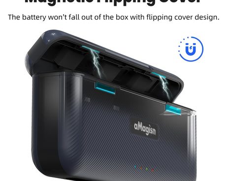 For DJI Osmo 360/Action 5 Pro aMagisn Battery Charger Fast Charging Box Storage Compartment