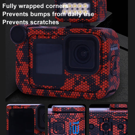 For GOPro HERO13 Black Camera Stickers Body Protective Film, 01 Watercolor, 08 Circuit White, 09 Circuit Black, 10 Circuit Dark Gold, 11 Circuit Red, 12 Circuit Blue, 13 Snake Scale Black, 14 Snake Scale White, 15 Snake Scale Gold, 16 Snake Scale Green...