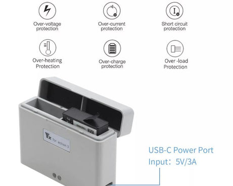 For DJI Action 3 / Action 4 Camera YX 2-Way Charger Battery Manager, 2-Way