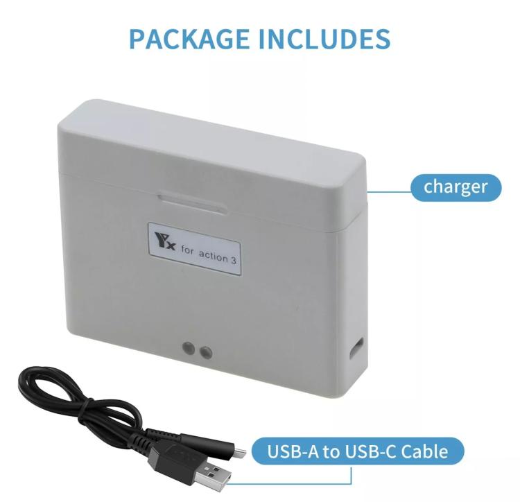 For DJI Action 3 / Action 4 Camera YX 2-Way Charger Battery Manager, 2-Way