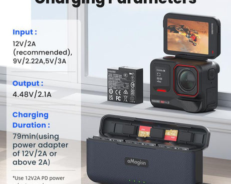 For Insta360 Ace Pro 2 Battery aMagisn Fast Charging Box Charger Storage Compartment