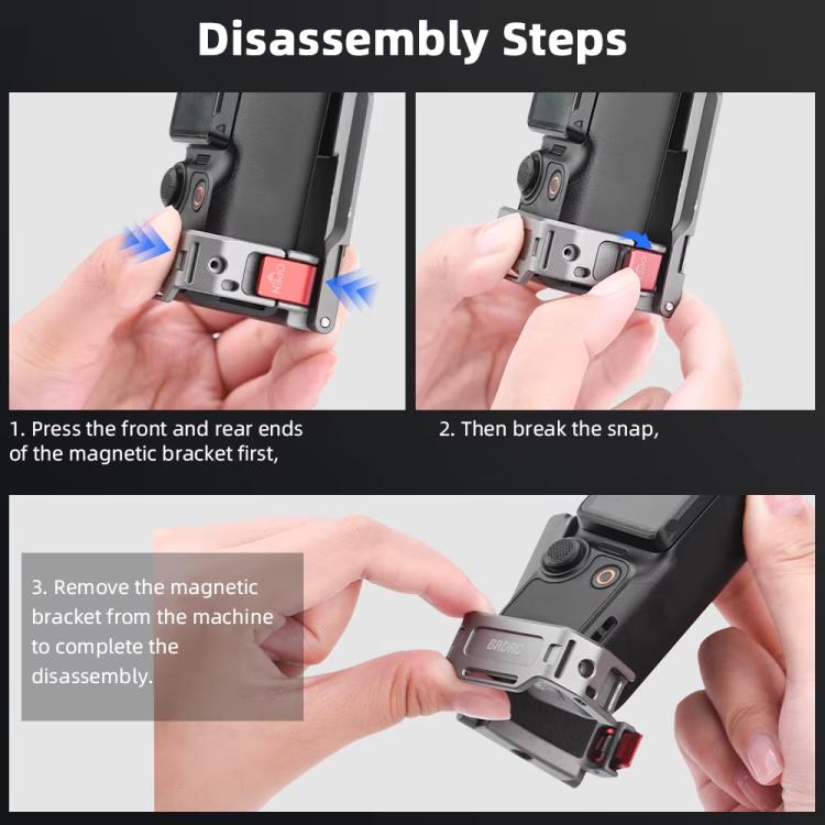 For DJI OSMO Pocket 3 BRDRC PO3005 Multi-functional Magnetic Base Expansion Back Clip Holder Adapter Bezel Accessory