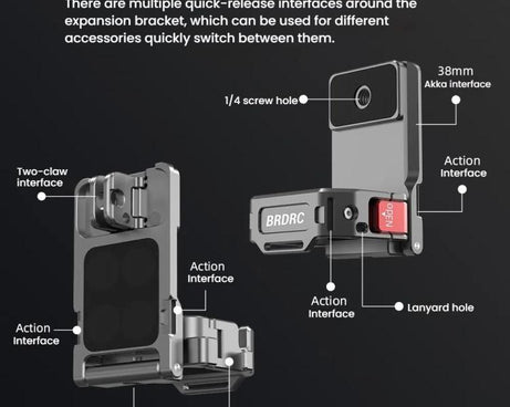 For DJI OSMO Pocket 3 BRDRC PO3005 Multi-functional Magnetic Base Expansion Back Clip Holder Adapter Bezel Accessory