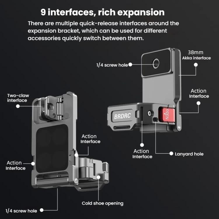 For DJI OSMO Pocket 3 BRDRC PO3005 Multi-functional Magnetic Base Expansion Back Clip Holder Adapter Bezel Accessory