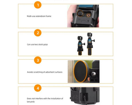 For DJI Osmo Pocket 3 Flymile Magnetic Bracket Fixed Base Back Clip Adapter Bezel Accessories