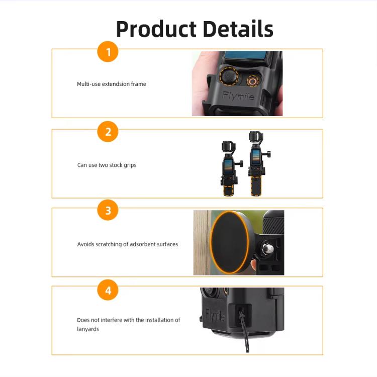 For DJI Osmo Pocket 3 Flymile Magnetic Bracket Fixed Base Back Clip Adapter Bezel Accessories