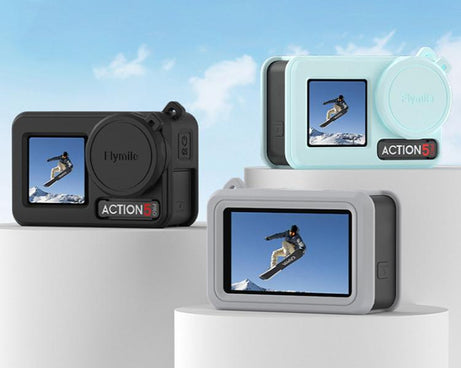 For DJI Osmo Action 3 / 4 / 5 Pro Flymile Silicone Cover Sport Camera Lens Drop Cases