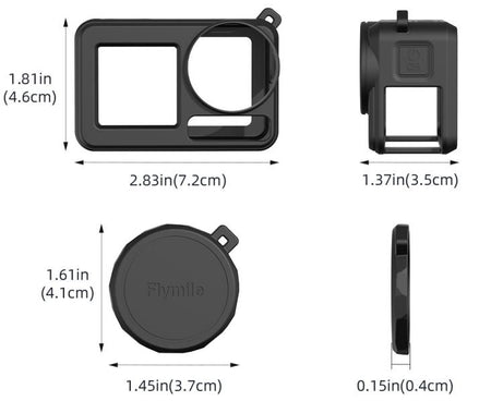 For DJI Osmo Action 3 / 4 / 5 Pro Flymile Silicone Cover Sport Camera Lens Drop Cases
