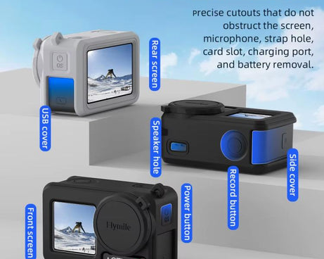 For DJI Osmo Action 3 / 4 / 5 Pro Flymile Silicone Cover Sport Camera Lens Drop Cases