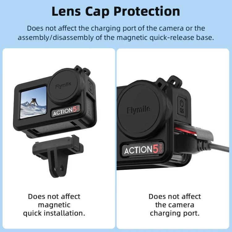 For DJI Osmo Action 3 / 4 / 5 Pro Flymile Silicone Cover Sport Camera Lens Drop Cases