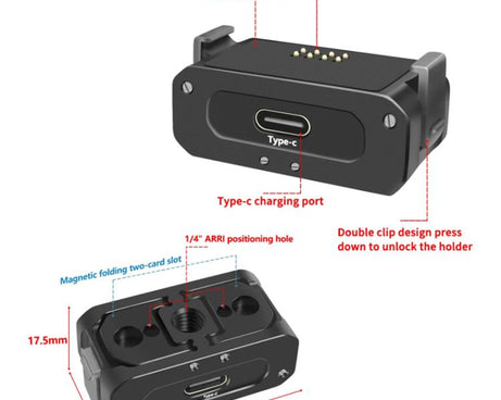 For DJI Osmo Action 2 Camera Magnetic Charging Base with 1/4 Inch & Arri Hole