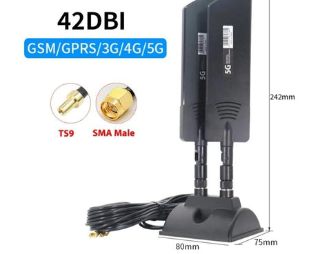 42dbi 5G Router External Antenna Outdoor Long Range WiFi Signal Coverage Booster, SMA Male Black, TS9 Black, SMA Male White, TS9 White