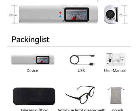 HD 2.7K FPV Eyeglasses Camera 0.96 inch IPS Color Screen Convenient Shooting