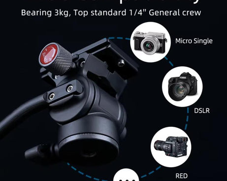 XILETU  LS-2A  Mini Hydraulic Damping Ball Head Tripod Head 360 Degree Panoramic Shooting