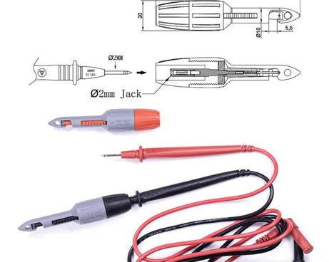 Universal Multimeter Test Piercing Probe For Auto Repair, 2mm Jack, 4mm Jack