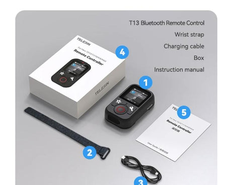 TELESIN T13 60m Sports Camera Wireless Bluetooth Remote Control For GoPro HERO13 Black /12 Black /11 Black /10 Black /9 Black /8 Black /Max