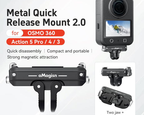 For DJI Action 5 Pro / 4 /  3 aMagisn Metal Magnetic Quick Release Mount Dual Interface Adapter