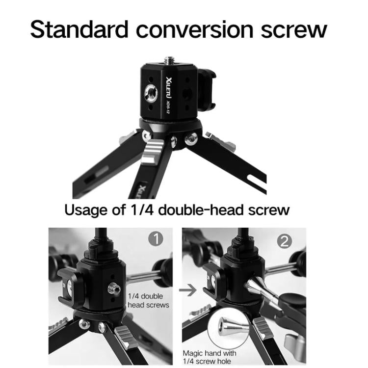 XILETU Tripod Screw Hole Adapter with Cold Shoe 3/8 inch 1/4 inch Thread Holes ARRI Positioning Hole