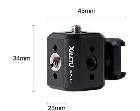 XILETU Tripod Screw Hole Adapter with Cold Shoe 3/8 inch 1/4 inch Thread Holes ARRI Positioning Hole