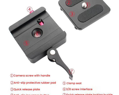 P50 Camera Quick Release Clamp & Plate Kit with 3/8 Inch Thread Thread For Stabilizers, Tripods, Monopods, Sliders