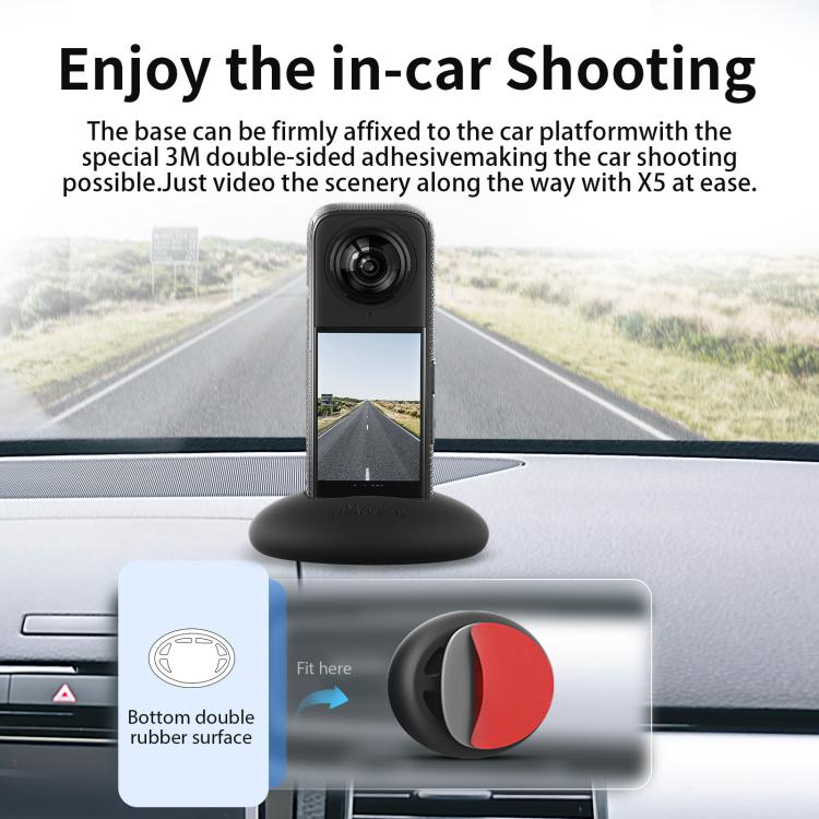For Insta360 X5 / X4 aMagisn Silicone Base Desktop Stand Car Dashboard Holder