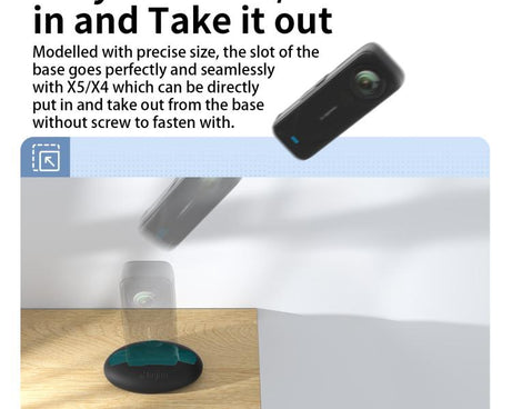 For Insta360 X5 / X4 aMagisn Silicone Base Desktop Stand Car Dashboard Holder