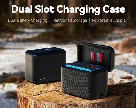 For Insta360 X4 TELESIN Battery Charger Dual Battery Storage Charging Case