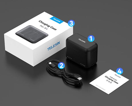 For Insta360 X4 TELESIN Battery Charger Dual Battery Storage Charging Case