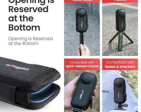 For Insta360 X5 Camera aMagisn Storage Bag Hard Shell Protective Case with Carabiner Clip, Storage Bag