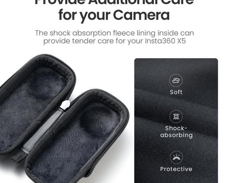 For Insta360 X5 Camera aMagisn Storage Bag Hard Shell Protective Case with Carabiner Clip, Storage Bag