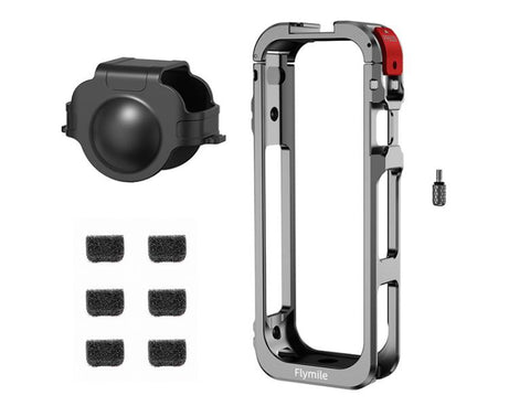 For Insta360 X5 Camera Flymile Metal Frame Lens Cover Set Rabbit Cage Expansion Bracket